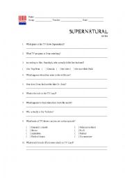 English Worksheet: Supernatural: 