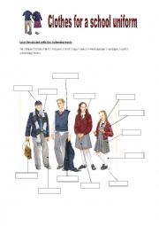 English Worksheet: Clothes for a school uniform