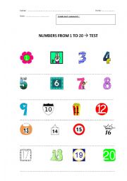 TEST : numbers from 1 to 20