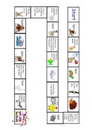 English Worksheet: Other Animals boardgame