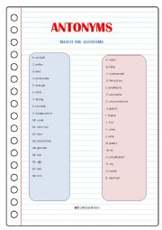 English Worksheet: ANTONYMS