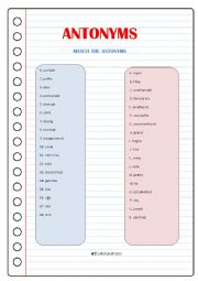 English Worksheet: ANTONYMS
