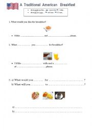 A tradition american breakfast worksheet