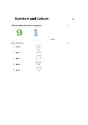 English Worksheet: Numbers and Colours