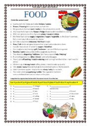 English Worksheet: Vocabulary Revision 1a - Food with a key