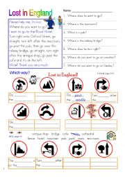 English Worksheet: Lost in England: with answer key