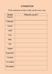 English Worksheet: A Normal Year 