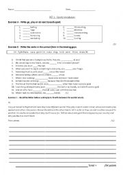 English Worksheet: PET B1 level sports test