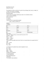 English Worksheet:  Revision of grammar rules