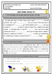 English Worksheet: Mid term exam1 7th form graders