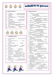 English Worksheet: Infinitive or gerund.( B1 ) ( with answer key)