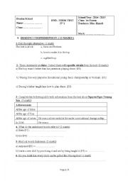 English Worksheet: Prodigy Reading. First year End-term test 1