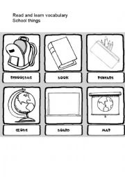 English Worksheet: school things