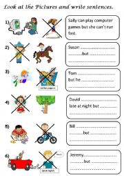 English Worksheet: can/ cant