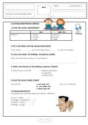 English Worksheet: Mid-term Test N:1