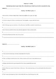 English Worksheet: Reading Activity
