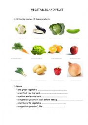 English Worksheet: Fruit and vegetables exercise