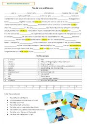 English Worksheet: The old man and his sons