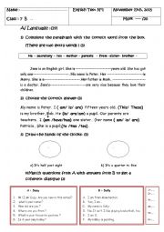 English Worksheet: mid term test 1 