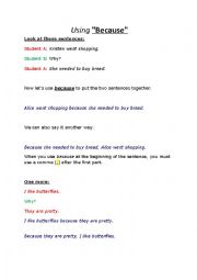 English Worksheet: Using BECAUSE