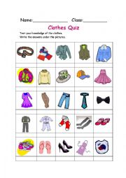 English Worksheet: Clothing Quiz