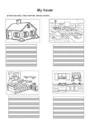 English Worksheet: Rooms of the house