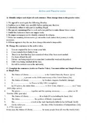 English Worksheet: Active and Passive voice