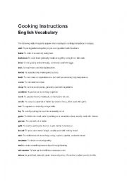 English Worksheet: cooking 