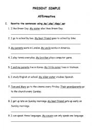 English Worksheet: Simple Present - Affirmative