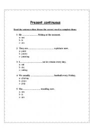 English Worksheet: Present continuous