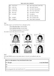 English Worksheet: Who is my Best Friend?