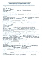 English Worksheet: Harry Potter film 1 : Hagrid arrives to take Harry : Watch and complete