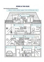 English Worksheet: rooms in a house