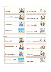 English Worksheet: daily activities and telling the time