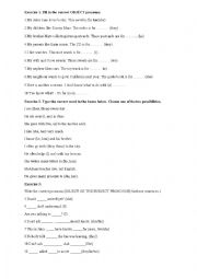 English Worksheet: OBJECT OR THE SUBJECT PRONOUNS