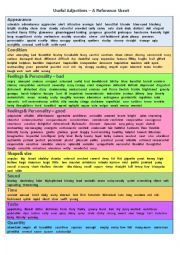 English Worksheet: Useful Adjectives - A Reference Sheet