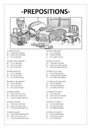 English Worksheet: PREPOSITIONS