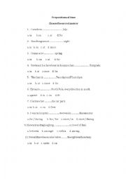 English Worksheet: Prepositions of time 