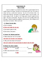 English Worksheet: Comprehension