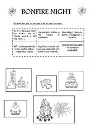 English Worksheet:  Bonfire Night for Young Ones