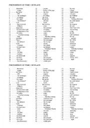 English Worksheet: A test on preposition of time _ full