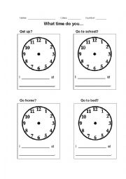 What Time Do You Worksheet