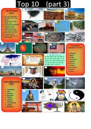 English Worksheet: Top 10 strangest places on earth, languages and religions (part 3)+key 