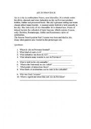 English Worksheet: Aix en provence