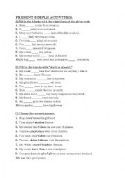 English Worksheet: Present simple activities