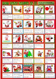 English Worksheet: How  busy Santa is!!/What is Santa  doing ?: present conituous practice