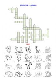 English Worksheet: Crossword - Animal 1