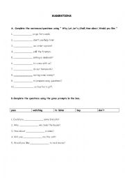 English Worksheet: suggestions