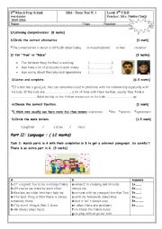 English Worksheet: Mid Term Test N1