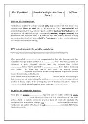 English Worksheet: remedial tasks 3 rd form Tunisain system